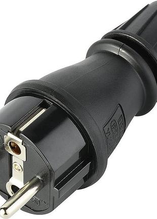 Вилка electraline 55084 гумова сіро/чорна ip54 16a 250v розбірна розетка для дому деталі для подовжувача