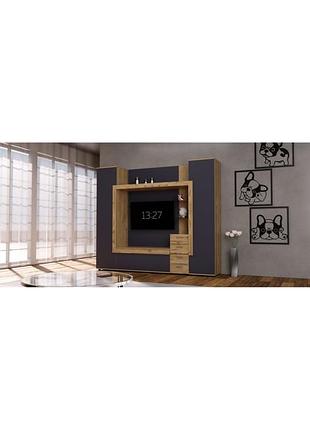 Стенка в гостиную под тв exo-1, дуб аппалачи/антрацит, 2160х420х1850