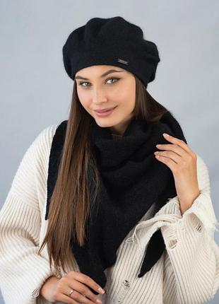 Женский комплект берет и косынка «кристина» (5152-5) braxton черный 56-59