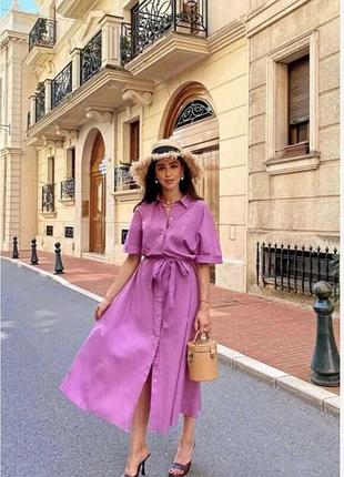 Сукня максі zara фуксія, сукня-халат, сукня-сорочка