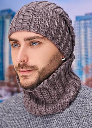 Мужской комплект «флориан» (шапка-колпак и баф)(5052-7) braxton темный кофе 56-59