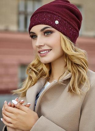 Шапка «маритим» с брошкой (4918) braxton бордовый 56-59