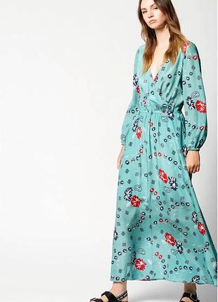 Роскошное шелковое платье макси zadig & voltaire — модель rikko daisy (borneo blue)