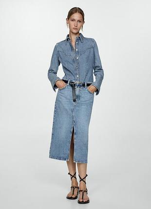 Джинсовая юбка миди mango - l, xl, xxl