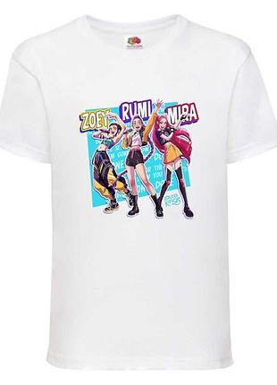 Футболка кейпоп охотницы на демонов (k-pop demon hunters 002) белая, 104-116-128-140-152-164 размер