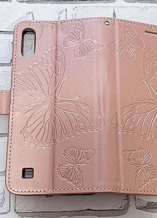Чохол для samsung galaxy a10 / m10, рожевий, butterflies, книжка з відділеннями для карт