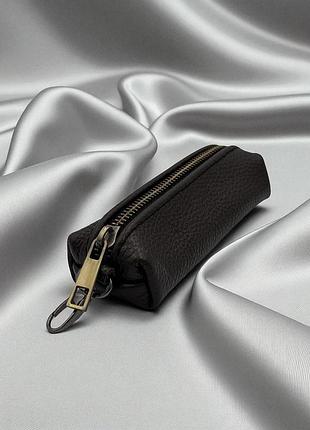 Ключниця з натуральної зернистої шкіри maxi (коричнева)