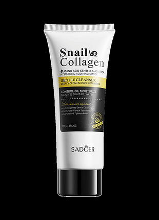 Пенка для умывания с муцином улитки sadoer snail collagen gentle cleanser 100г