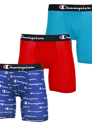 Набор трусов мужских боксеров с удлиненным фасоном, для спорта champion boys' underwear 3 шт, размер m, цвет синий, голубой, красный