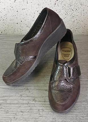 Стильні туфлі-сліпони від німецького бренду meisi comfort schuh-замшеві  зі шкіряною вставкою з ефектом рептилії .