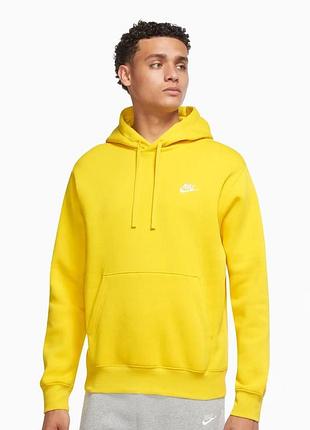 Мужское желтое худи nike club fleece. оригинал