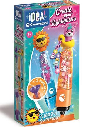 Набор для творчества clementoni idea create your highlighters crazy summer – создай 2 маркера-хайлайтера своими руками