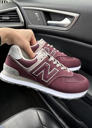 Стильные женские кроссовки new balance 574 burgundy