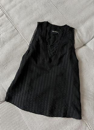 Чорний шовковий топ , блуза zadig&voltaire