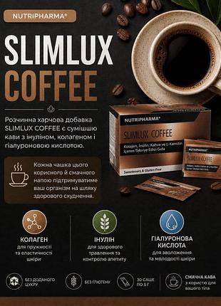Зелена кава для схуднення з інуліном і колагеном slimlux coffee nutripharma в саше