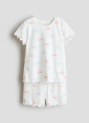2 - 4 года 98-104 см h&amp;m новая фирменная яркая детская трикотажная пижама девочке банты бантики