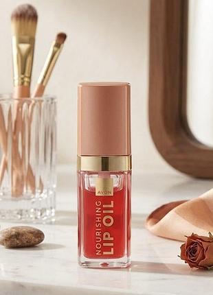 Масло для губ avon lip oil «питание и цвет» - take a hint/ соблазнительный нюд, 7 мл.