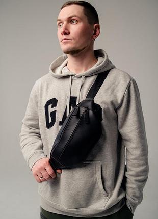 Сумка мужская на пояс черная