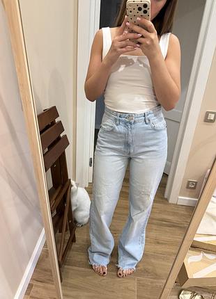 Жіночі джинси zara блакитні з високою посадкою 38