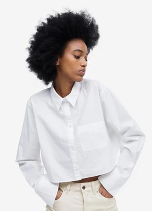 Біла вкорочена сорочка h&m