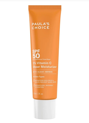 Сонцезахисний крем для обличчя paula's choice 5% vitamin c sheer moisturiser spf 50 50 мл