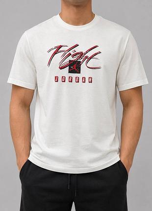 Оригінальна чоловіча футболка jordan flight біла/біле молоко ,100% бавовна premium casual jumpman