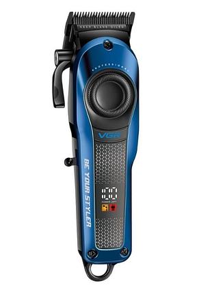 Машинка для стриження vgr v-170 professional hair clipper 6 насадок 1.5-13 мм led-дисплей акумуляторна 5 вт синя