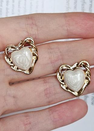 Серьги сердечки шарики нежные