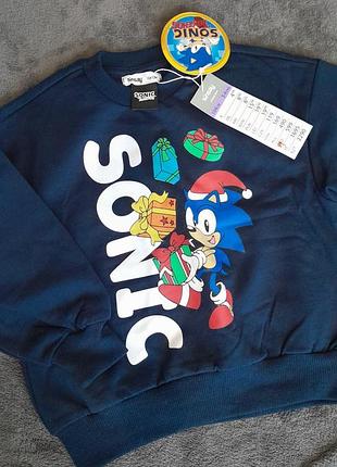 Новый новогодний свитшот худи соник sonic sinsay для мальчика 104 см 3-4 года