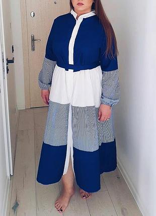 Платье голубое, белое
