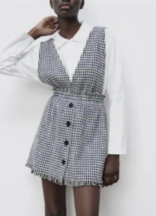 Твідовий сарафан zara "гусяча лапка"
