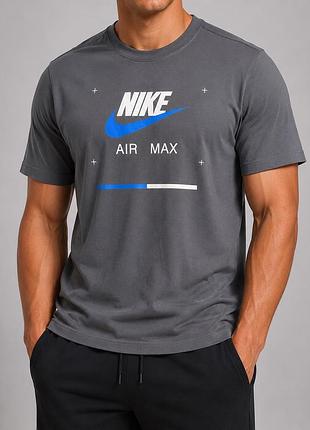 Оригінальна чоловіча футболка nike air max чорна 100% бавовна premium casual,графіт