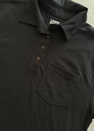 Жіноча футболка-поло lands' end чорна xs з кишенею 100% cotton