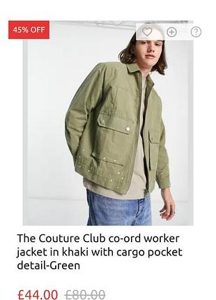 The couture club co-ord worker jacket in khaki with cargo pocket detail-green