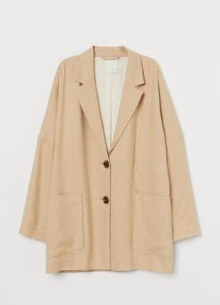 Льняной пиджак жакет блейзер оверсайз h&amp;m