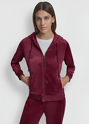 Женская толстовка велюровая dkny с логотипом из страз