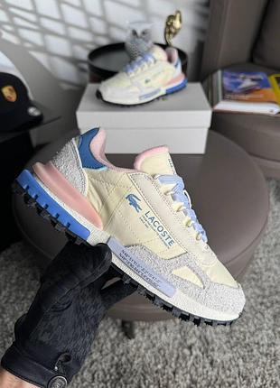Женские кроссовки lacoste elite active beige blue pink
