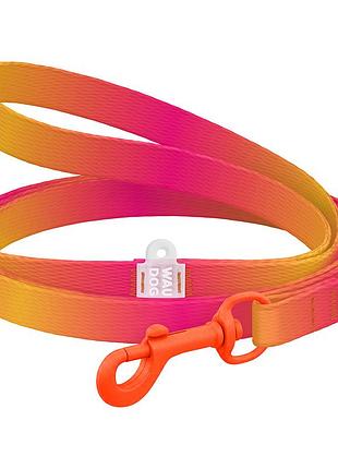 Поводок для котов и мелких пород собак нейлоновый waudog nylon recycled, градиент, цветной карабин, xs, ш 10 мм, дл 122 см,