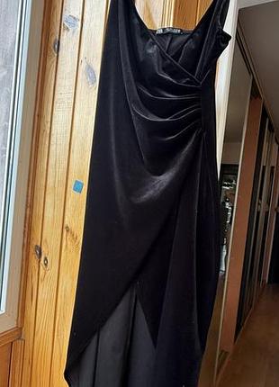 Плаття чорне вечірнє велюрове zara