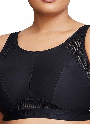 Спортивний бюстгальтер glamorise sport no-sweat mesh soft cup | оригінал сша | чорний великого розміру
