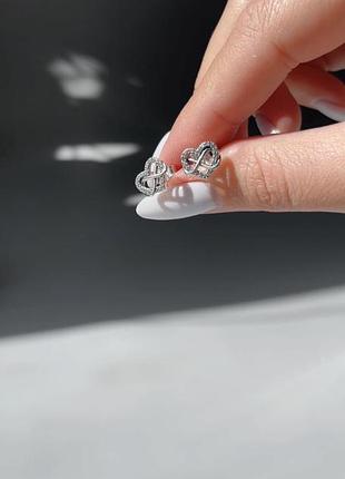Сережки pandora «блискуче серце нескінченності»