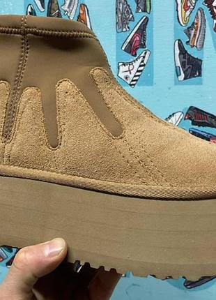 Жіночі черевики ugg classic mini dipper platform ankle boots chestnut х діпер 40