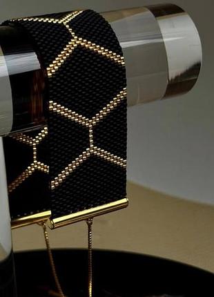 Авторский браслет из японского бисера miyuki delica "golden grid" ✨