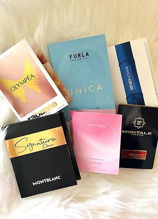 Набір пробників парфумів montblanc furla ariana grande paco rabanne montale kenzo