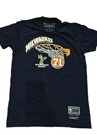 Винтажная футболка mitchell &amp; ness milwaukee bucks 1971 hardwood размер м