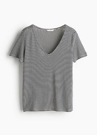 Футболка у смужку із суміші льону та віскози h&m, р. xs-s
