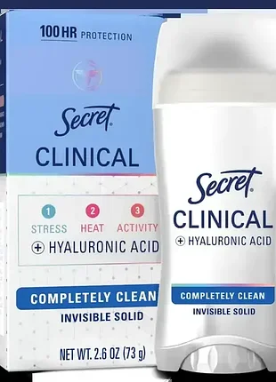Твердый дезодорант-антиперспирант secret clinical completely clean, 73 г