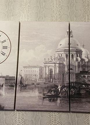Настенные часы триптих «старая венеция»