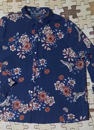 Легкая блузка primark с принтом жижа и цветы (р. 52-54, xl/xxl) - состояние новой!
