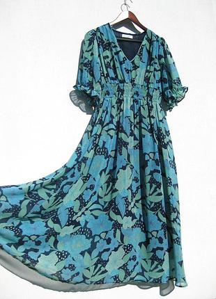 Гарне квіткове довге плаття із шифону на гумці gallery by dunnes